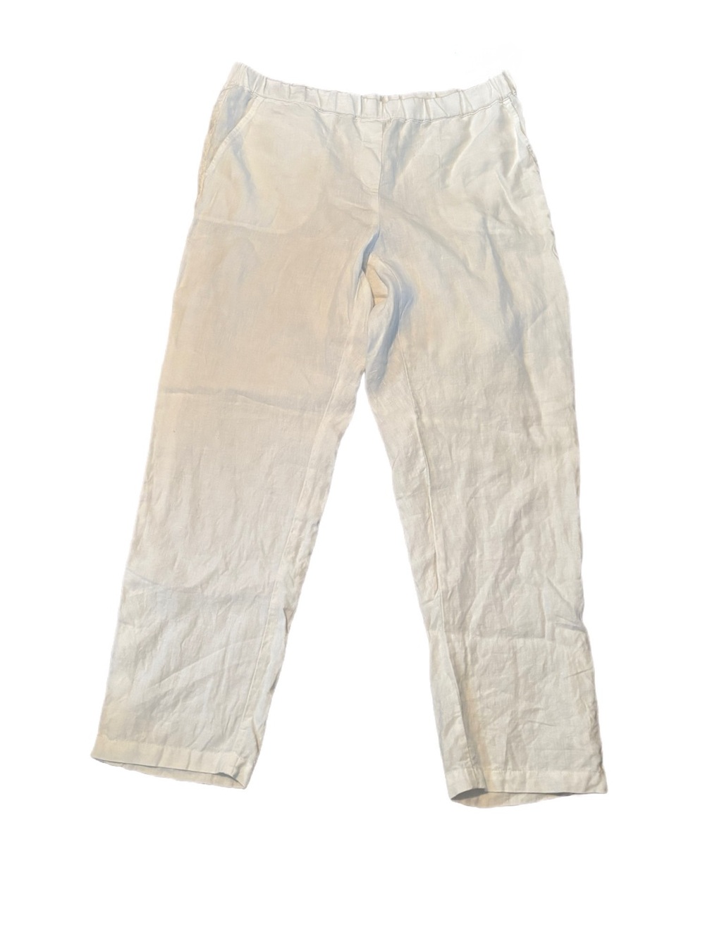 J.Jill Pure Jill White Linen Roll-Up Cropped Pants - Size L Tall